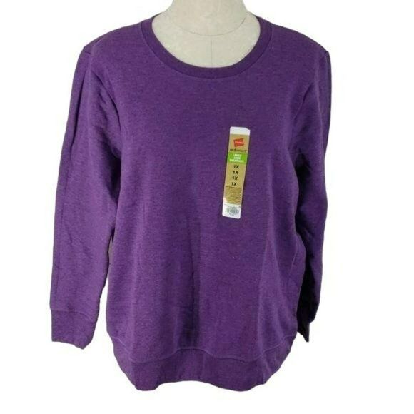 Hanes Ladies Crew Purple size 1x‎ Sweatshirt Sweater - Picture 1 of 5